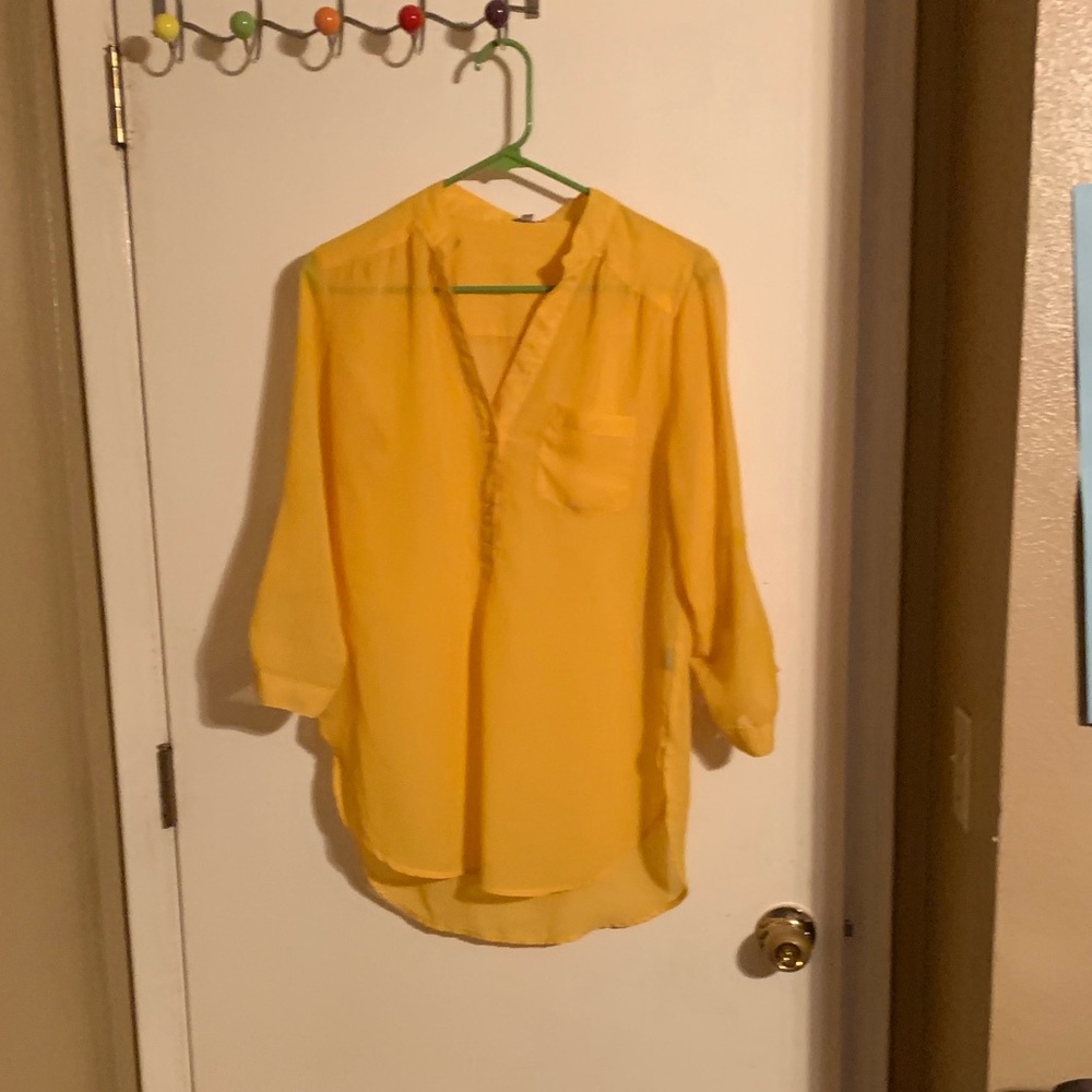Charlotte Russe Shear yellow blouse